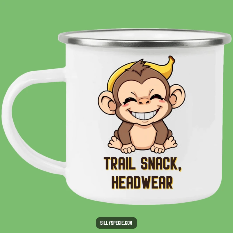 Funny Monkey Banana Peel Camping Mug - Absurd Grin Outdoor Gift