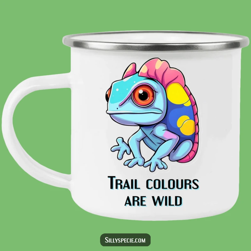 Funny Chameleon Camping Mug - Vibrant Colors, Hilarious Outdoor Gift