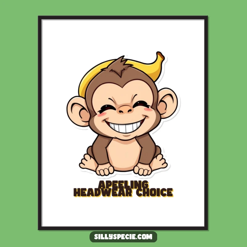 Funny Monkey Banana Peel Poster - Absurd Grin Wall Art Gift