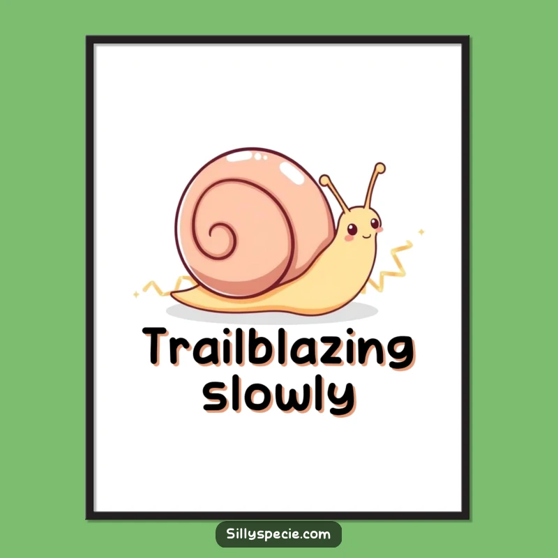 Funny Snail Zig-Zag Poster - Enthusiastic Trail Art for Joyful Wall Decor