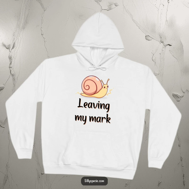 Funny Hoodie: A highly motivated snail creates a dazzling, zig-zag trail, embodying excitement and cheerful progress.