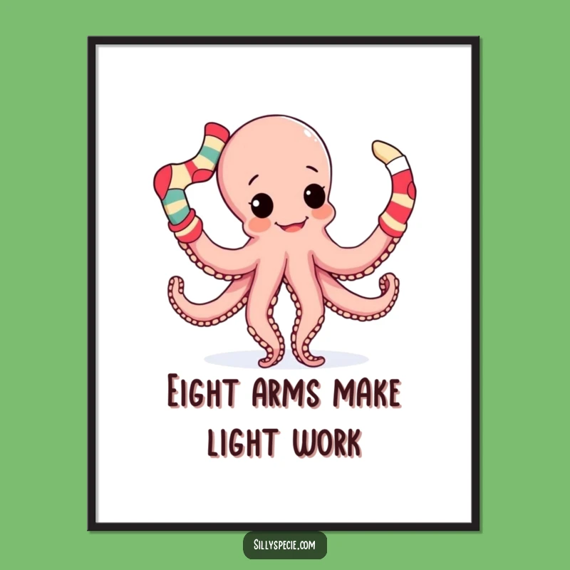 Free Printable Wall Art: Funny Octopus Juggling Socks - Whimsical Downloadable Decor!