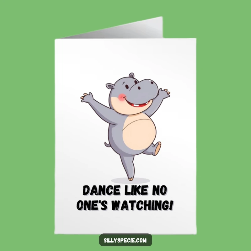 Free Printable Birthday Card: Hippo Pirouette - Hilarious Downloadable Gift!