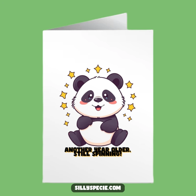 Free Printable Birthday Card: Dizzy Panda's Birthday Spin Funny Downloadable Gift