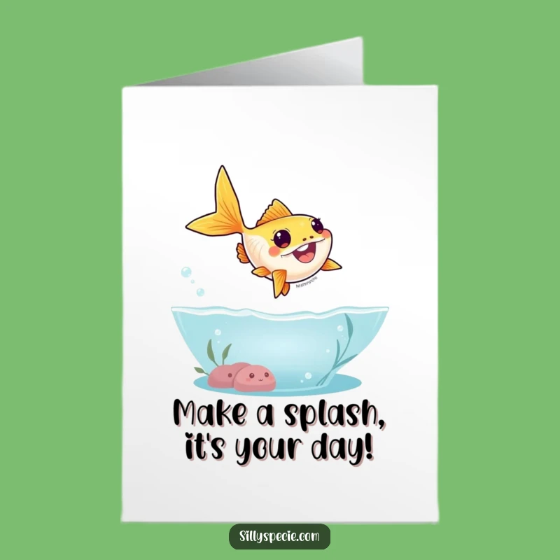 Free Printable Birthday Card: Goofy Goldfish Leap - Funniest Downloadable Gift!
